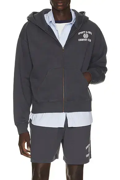Sporty & Rich Varsity Crest Zip Hoodie