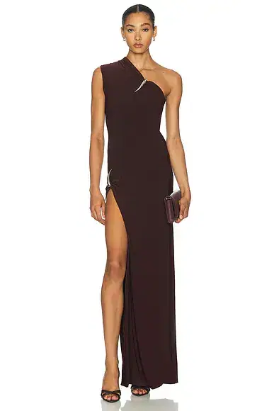 Grace Ling Claw One Shoulder Maxi Dress