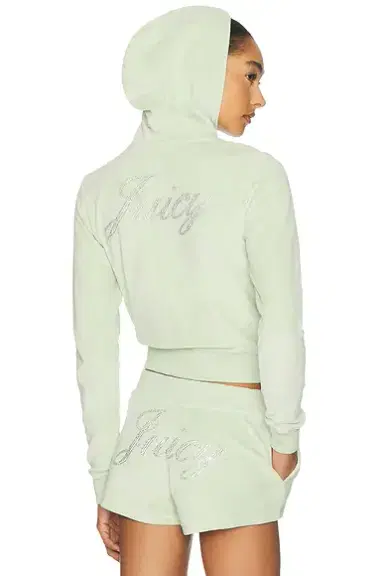 Sporty & Rich x Juicy Couture Script Velour Zip Hoodie | Thumbnail 3 Sporty & Rich x Juicy Couture Script Velour Zip Hoodie | Thumbnail 3