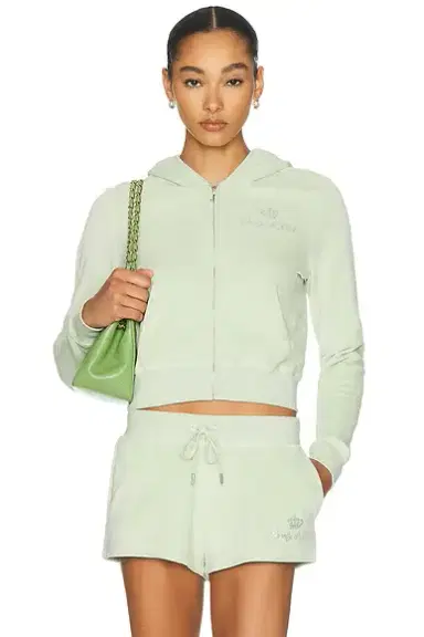 Sporty & Rich x Juicy Couture Script Velour Zip Hoodie | Thumbnail 1 Sporty & Rich x Juicy Couture Script Velour Zip Hoodie | Thumbnail 1