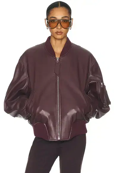 The Attico Leather Bomber Jacket