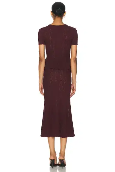Self-Portrait Pointelle Peplum Knit Midi Dress | Thumbnail 3 Self-Portrait Pointelle Peplum Knit Midi Dress | Thumbnail 3