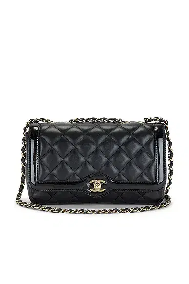 chanel Chanel Lambskin Patent Calfskin Small Hold The Line Flap Bag
