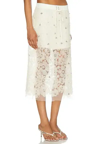 SIEDRÉS Siam Sheer Floral Applique Midi Skirt | Thumbnail 2 SIEDRÉS Siam Sheer Floral Applique Midi Skirt | Thumbnail 2