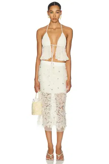 SIEDRÉS Siam Sheer Floral Applique Midi Skirt | Thumbnail 5 SIEDRÉS Siam Sheer Floral Applique Midi Skirt | Thumbnail 5