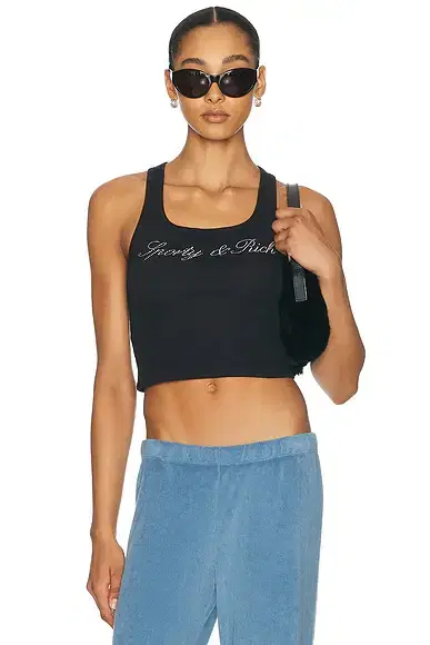 Sporty & Rich Signature Logo Krystal Tank Top
