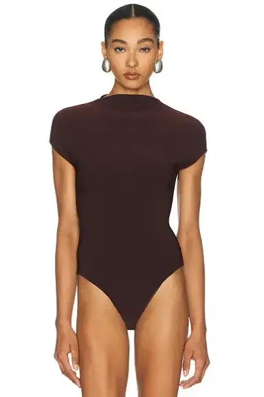 Grace Ling Logo Tag Semi Mock Neck Top Bodysuit | Thumbnail 2