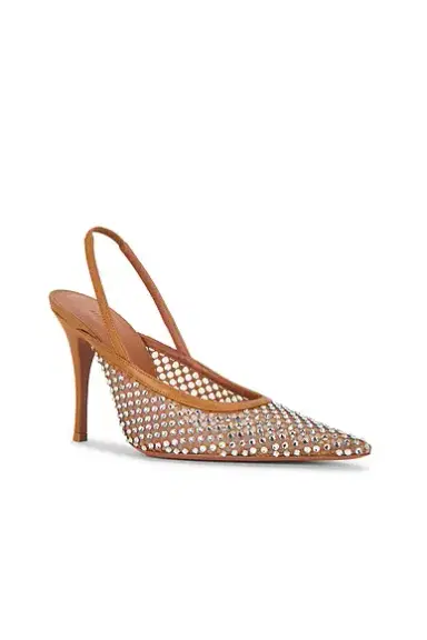 Amina Muaddi Felicia 100 Crystal Net Sling Pump | Thumbnail 2