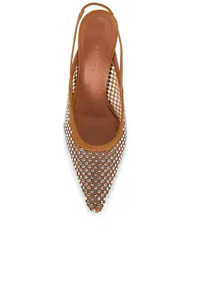 Amina Muaddi Felicia 100 Crystal Net Sling Pump | Thumbnail 4