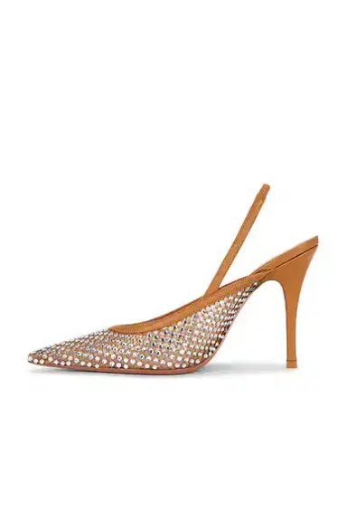 Amina Muaddi Felicia 100 Crystal Net Sling Pump | Thumbnail 5