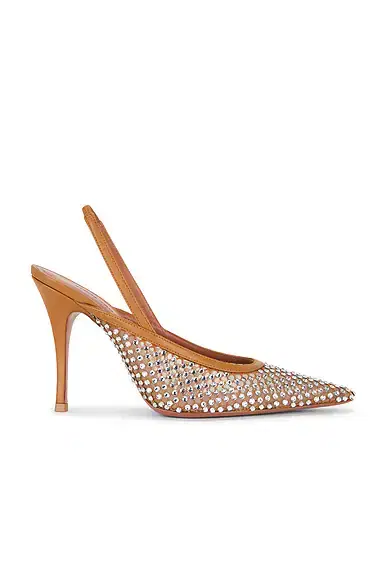 Amina Muaddi Felicia 100 Crystal Net Sling Pump
