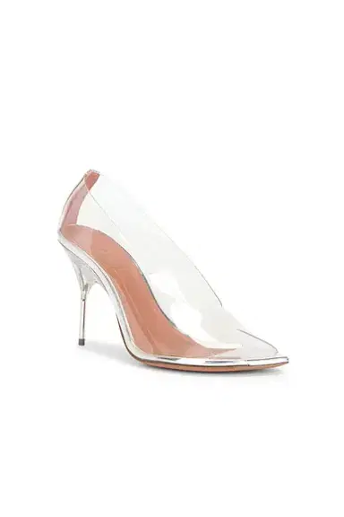 Amina Muaddi Bianca 95 Glass Peep Toe Pump | Thumbnail 2 Amina Muaddi Bianca 95 Glass Peep Toe Pump | Thumbnail 2