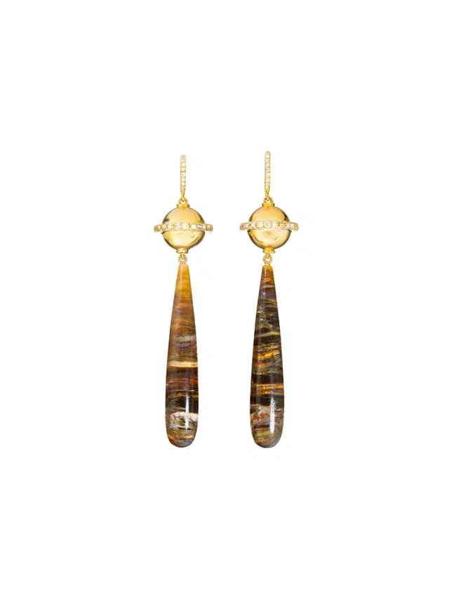 GuitaM Serpentine Opal Catseye Earrings