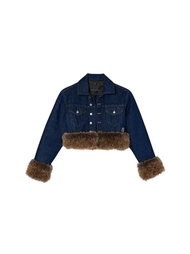 Women's Faux-Fur-Trim Shrunken Trucker Jacket - Dark Slub Indigo