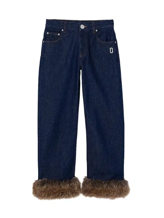 Women's Faux-Fur-Trimmed Crop Jeans - Dark Slub Indigo