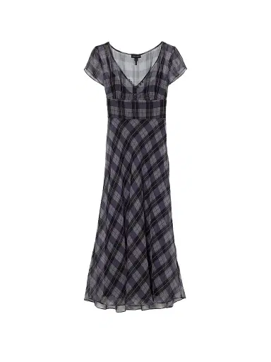 Marc Jacobs Women's Plaid Chiffon Midi Dress - Purple Multi - Size 0 | Thumbnail 1