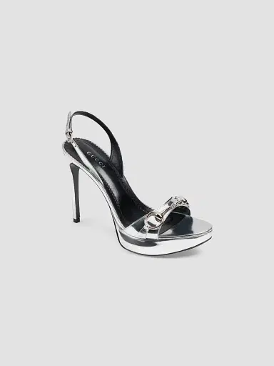 Gucci Women's Donna 105MM Horsebit Platform Sandals - Silver - Size 7 | Thumbnail 2