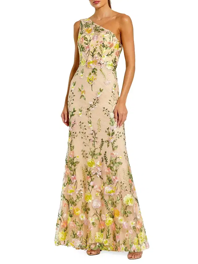 Mac Duggal Women's Floral Embroidered Mermaid Gown - Yellow Multi