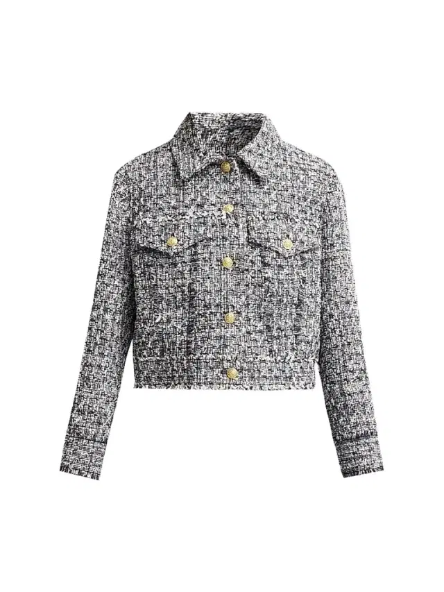 ALICE + OLIVIA Women's Chloe Cropped Boxy Jacket - Black Off White