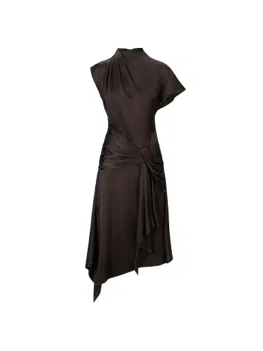 Staud Women's Davina Front-Knot Asymmetric Satin Midi Dress | Thumbnail 1