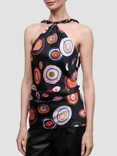Staud Women's Charli Printed Stretch-Silk Top | Thumbnail 3 Staud Women's Charli Printed Stretch-Silk Top | Thumbnail 3