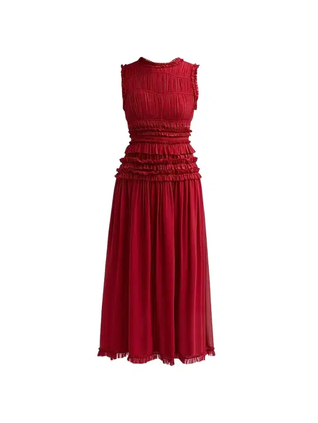 Ulla Johnson Women's Etta Smocked Silk A-Line Maxi Dress - Cerise - Size 14