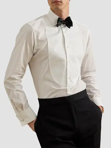 Ralph Lauren Purple Label Men's Sea Island Cotton Poplin Tuxedo Shirt - White | Thumbnail 2