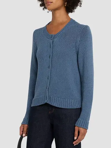 Eileen Fisher Women's Cotton Jersey Cardigan - Blue | Thumbnail 4