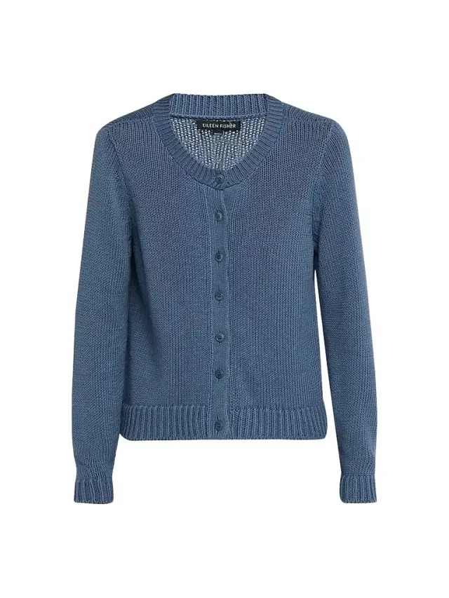 Eileen Fisher Women's Cotton Jersey Cardigan - Blue