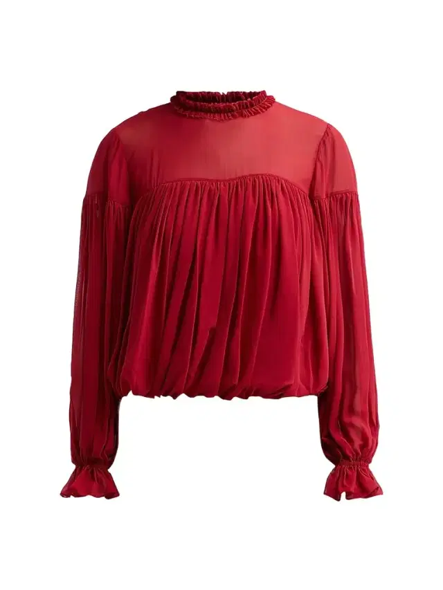 Ulla Johnson Women's Pearl Gathered Silk Blouse - Cerise - Size 16