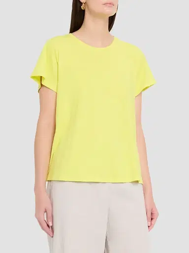 Eileen Fisher Women's Slubby Jersey Cotton T-Shirt - Yellow | Thumbnail 4