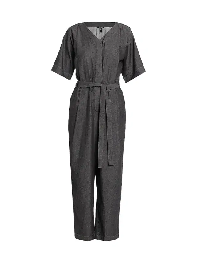 Eileen Fisher Women's Cotton Twill V-Neck Jumpsuit - Grey