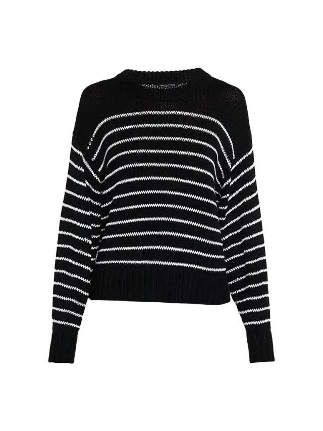 Eileen Fisher Women's Striped Cotton Crewneck Sweater - Black White