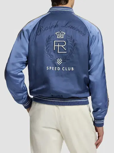 Ralph Lauren Purple Label Men's Damon Reversible Satin Bomber Jacket - Blue Horizon Limestone | Thumbnail 2