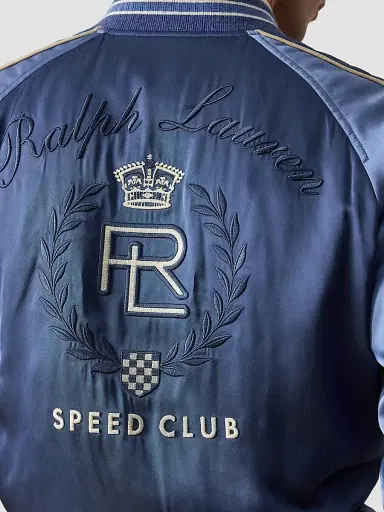 Ralph Lauren Purple Label Men's Damon Reversible Satin Bomber Jacket - Blue Horizon Limestone | Thumbnail 4