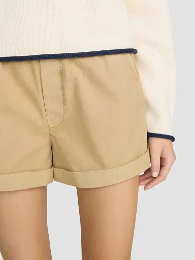 Frame Women's x Sotheby's Cuffed Cotton Shorts - Khaki | Thumbnail 3