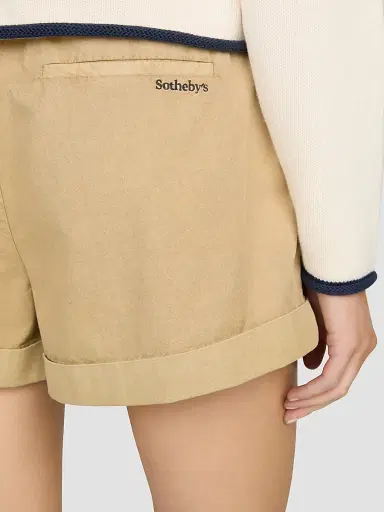 Frame Women's x Sotheby's Cuffed Cotton Shorts - Khaki | Thumbnail 4