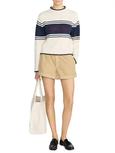 Frame Women's x Sotheby's Cuffed Cotton Shorts - Khaki | Thumbnail 1