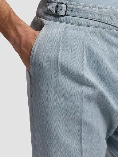 Ralph Lauren Purple Label Men's Garment-Dyed Chino Pleated Trousers - Winward Blue | Thumbnail 5