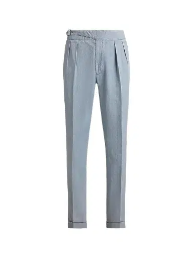 Ralph Lauren Purple Label Men's Garment-Dyed Chino Pleated Trousers - Winward Blue | Thumbnail 1