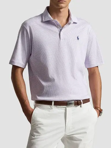 Polo Ralph Lauren Men's Houndstooth Cotton Interlock Short-Sleeve Polo Shirt - Fairway Powder Purple | Thumbnail 4