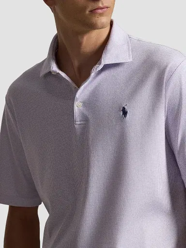 Polo Ralph Lauren Men's Houndstooth Cotton Interlock Short-Sleeve Polo Shirt - Fairway Powder Purple | Thumbnail 5