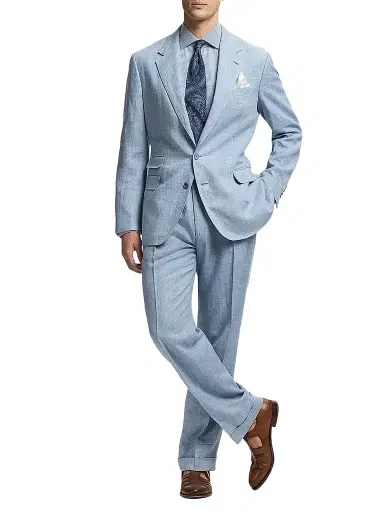 Ralph Lauren Purple Label Men's Glenn Delavé Single-Breasted Blazer - Winward Blue | Thumbnail 1 Ralph Lauren Purple Label Men's Glenn Delavé Single-Breasted Blazer - Winward Blue | Thumbnail 1