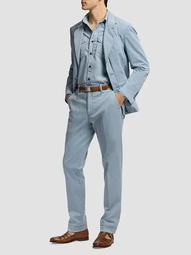 Ralph Lauren Purple Label Men's Hand-Tailored Garment-Dyed Chino Trousers - Winward Blue | Thumbnail 2