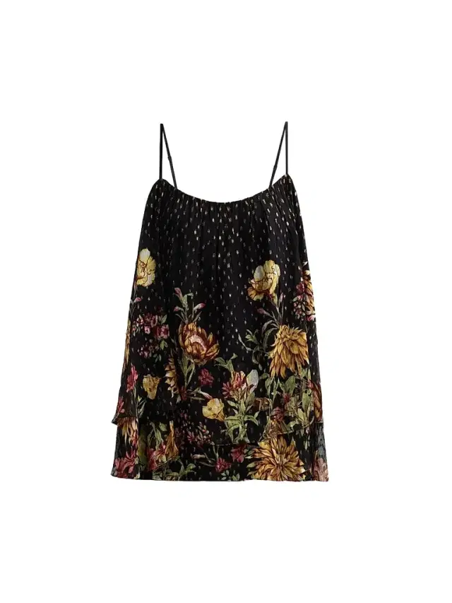 Hemant & Nandita Women's Floral Flared Top - Black