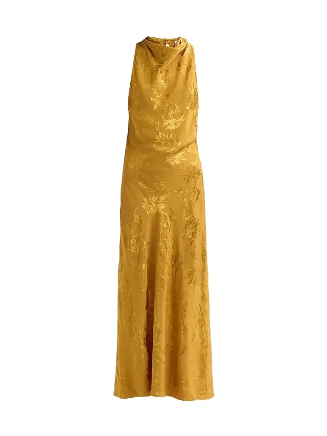 Hemant & Nandita Women's Floral Jacqaurd Cowl Midi Dress - Gold