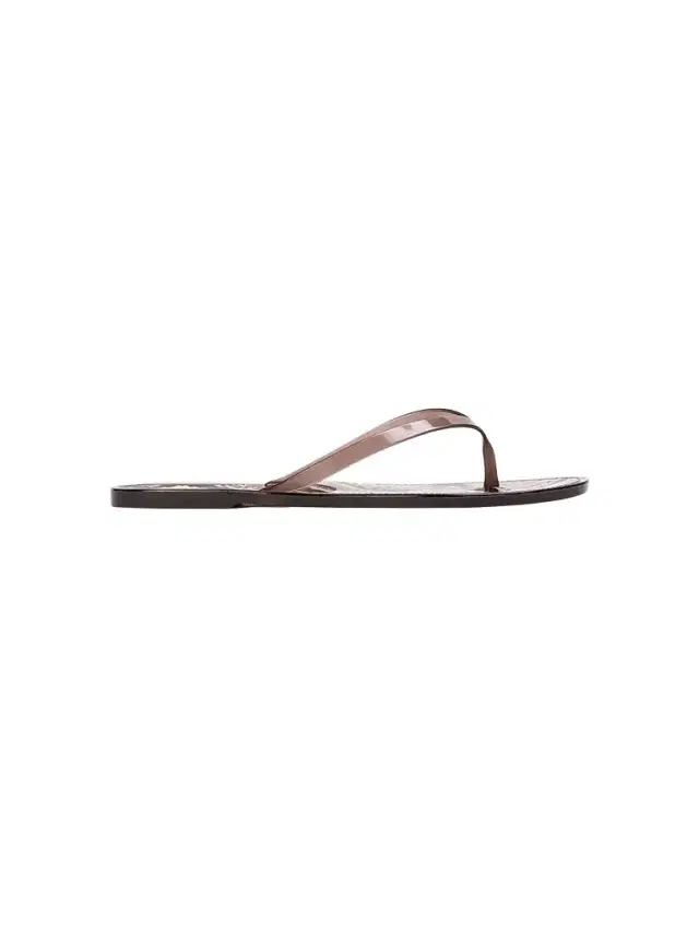 Black Suede Studio Women's Crystal Snake PVC Flip Flops - Brown - Size 11