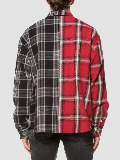 Purple Brand Men's Spliced Two-Tone Flannel Shirt | Thumbnail 2