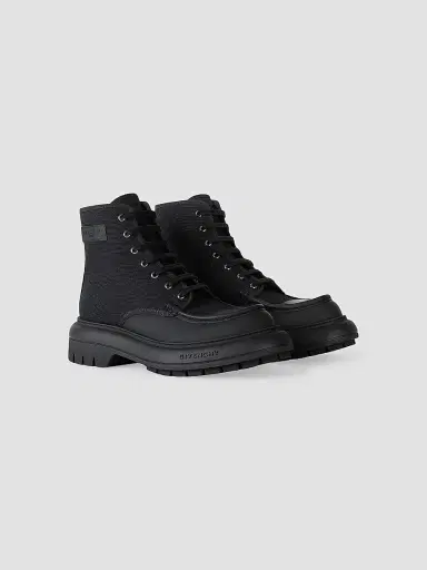 Givenchy Men's Cargo Desert Boots in Canvas and Gum Leather - Black | Thumbnail 2