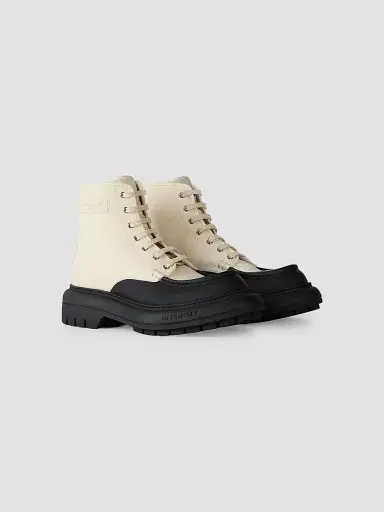 Givenchy Men's Cargo Desert Boots in Canvas and Gum Leather - Black Natural | Thumbnail 3